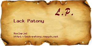 Lack Patony névjegykártya